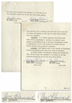 Moe Howard Lot of Two 7pp. Contracts From March 1958, Allowing Norman Maurer to Produce Three Stooges Movies -- Maurers Copy Additionally Initialed by Moe Throughout -- 8.5 x 11, Both Near Fine